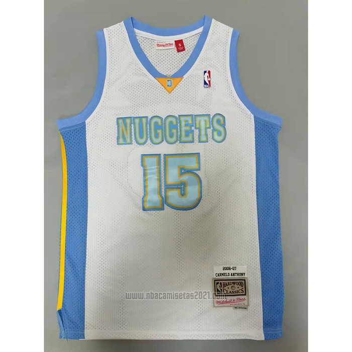 Camiseta Denver Nuggets Carmelo Anthony #15 Mitchell & Ness 2006-07 Blanco